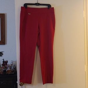 Red Straight Leg Dress Pants